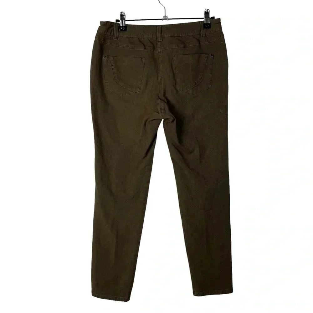 Chatelaine Voyage Dark Brown Moto Skinny Leg Pants 8 - Picture 2 of 4